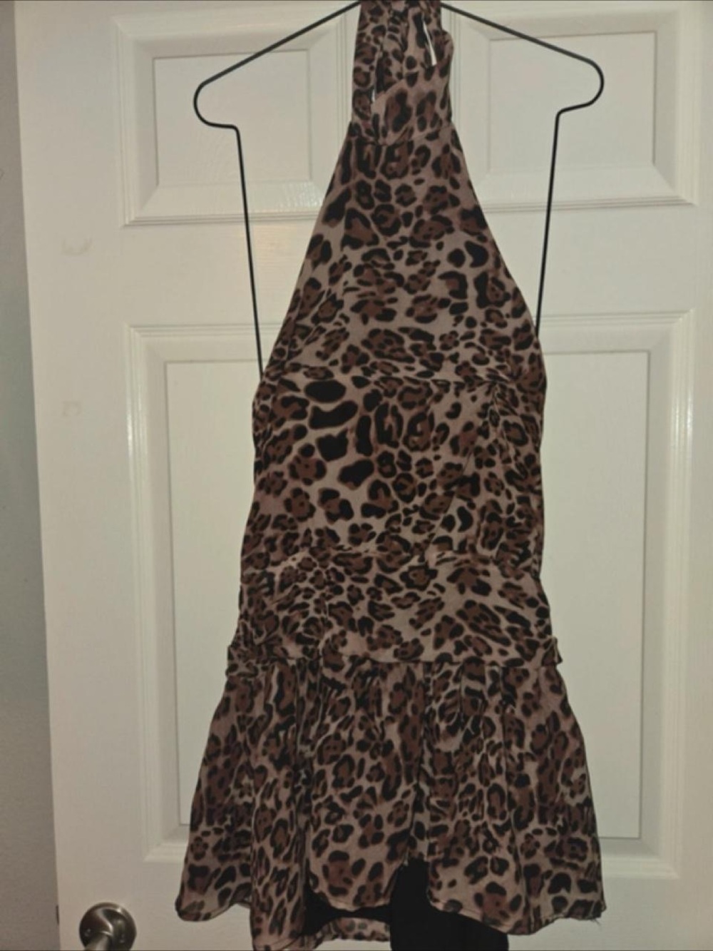 Leopard Print Halter Women's Top - Brown